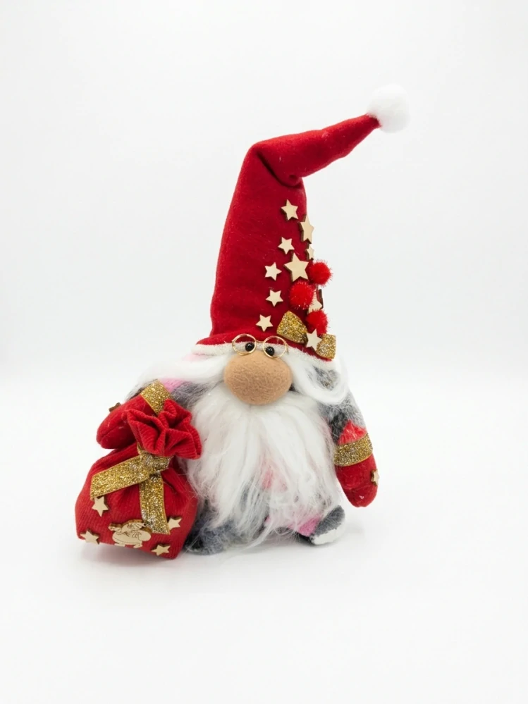 CEDR Látkový vánoční gnóm / skřítek – unikátní handmade figurka